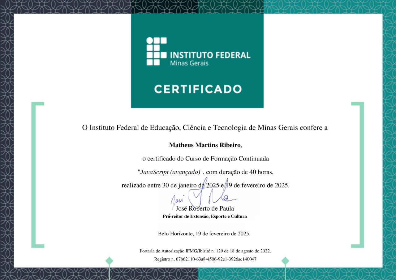 Certificado JavaScript Avançado